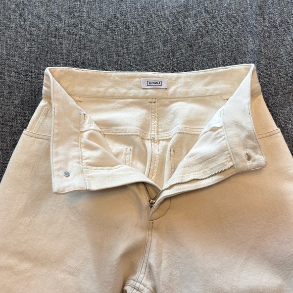 NOMIA NYC Sz 27 Paneled Wide Leg Jeans In Ecru new without tag Designer - Picture 5 of 12